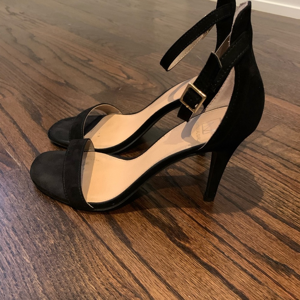 Material Girl Black Suede Size 8.5 Heel Sandals